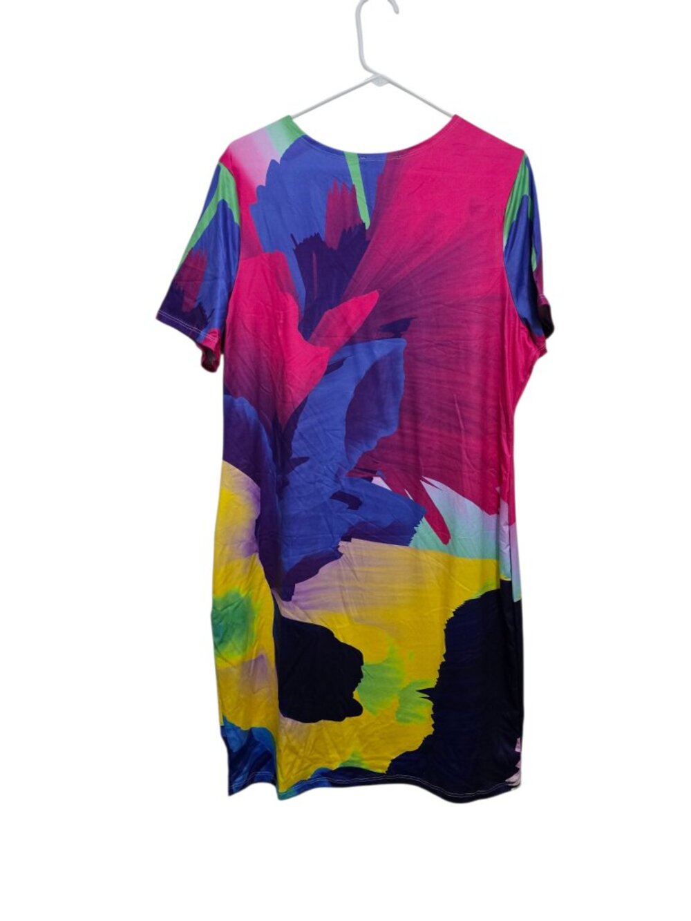Glow Up Couture Short Sleeve Colorful Watercolor Floral Print Dress Size 3X NEW - Picture 4 of 5
